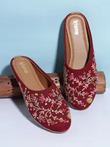 Kiana House Of Fashion Women Embellished Round Toe Slip On Ethnic Mules Flats