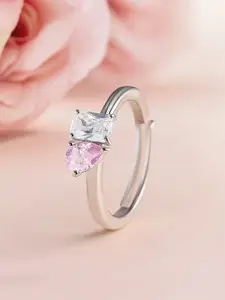 Ornate Jewels 925 Sterling Silver American Diamond Toi Et Moi Adjustable Ring