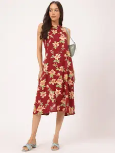 DressBerry Halter Neck Floral Cotton Cambric Dress