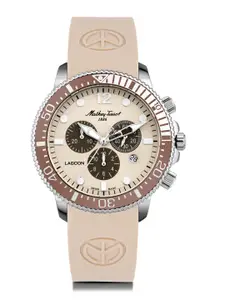Mathey-Tissot Swiss Made Lagoon Chronograph Silicone Strap Cream Dial Quartz Men's Watch