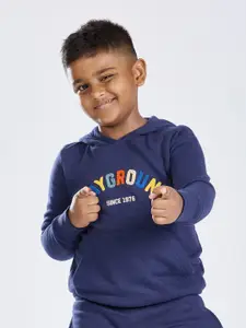 Domyos By Decathlon Boys Typography Printed Embroidered Hooded Neck Sweatshirts