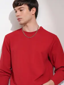 HIGHLANDER Men Self Design Round Neck Relaxed Fit T-shirt