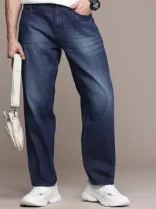 WROGN Men Pure Cotton Loose Relaxed Fit Heavy Fade Jeans