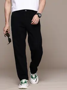 WROGN Men Pure Cotton Loose Pleated Jeans