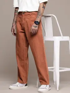 WROGN Men Pure Cotton Loose Fit Pleated Jeans