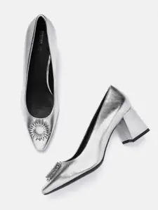 Geox Embellished Leather Party Block Pumps