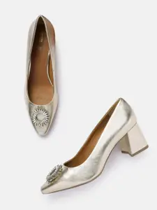 Geox Embellished Leather Party Block Pumps