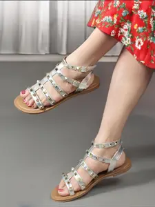 Carlton London Women Embellished Party Open Toe Flats with Buckles