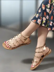 Carlton London Women Embellished Open Toe Flats with Buckles