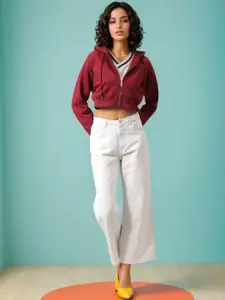 Freehand by The Indian Garage Co Women Long Sleeves Hooded Neck Front-Open Sweatshirt