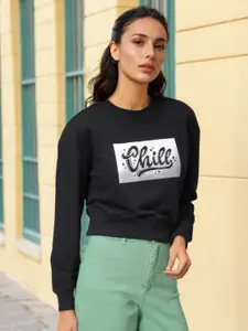 Freehand by The Indian Garage Co Women Typography Printed Sweatshirt