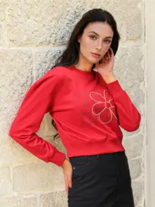 Freehand by The Indian Garage Co Women Printed Cotton Round Neck Long sleeves Sweatshirt