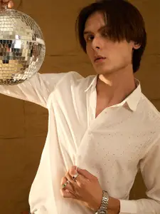 DENNISON Men Smart Spread Collar Solid Party Shirt