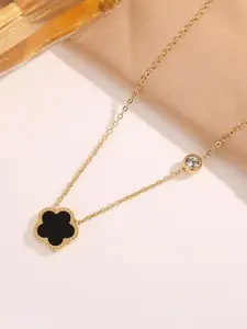 MYKI Gold-Plated Stainless Steel Floral Necklace