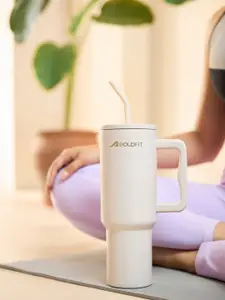 BOLDFIT Beige Stainless Steel Double Wall Vacuum Water Bottle 1.2L