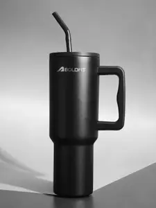 BOLDFIT Black Stainless Steel Double Wall Vacuum Water Bottle 1.2L