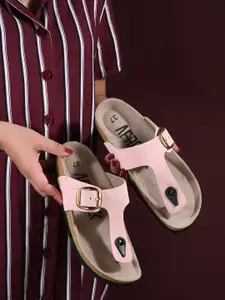 AfroJack Women T-Strap Flats with Buckles