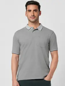 Peter England Men Solid Polo Collar Cotton T-shirt