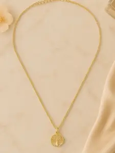 Nipura Women 925 Sterling Silver 14kt Gold-Plated Wise Tree Minimal Necklace