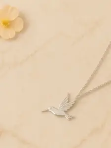 Nipura 925 Sterling Silver Rhodium-Plated Classic Hummingbird Minimal Necklace