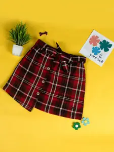 Purple United Kids Girls Checked A-Line Mini Skirt