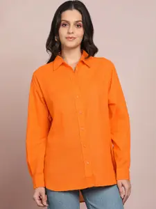 SAFFE Women Spread Collar Solid Relaxed Fit Casual Shirt