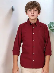 French Connection Boys Premium Spread Collar Solid Cotton Casual Shirt