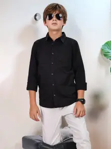 French Connection Boys Premium Spread Collar Solid Cotton Casual Shirt