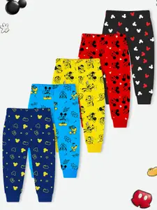 YK Disney Boys Pack Of 5 Cotton Mid-Rise Joggers