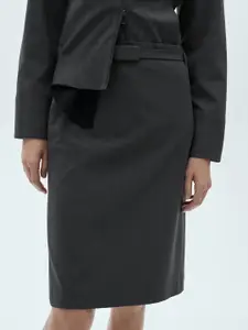 MANGO Women Striped Straight Skirt