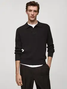 MANGO MAN Ribbed Polo-Neck Pullover