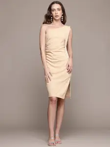 bebe bebe Future Glam Ruched Detail One Shoulder Dress