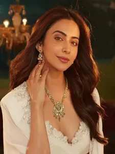 AccessHer Gold-Plated Stone-Studded Necklace & Earrings