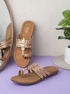 Inc 5 Women Striped Open Toe Flats