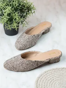 Inc 5 Women Textured Block Heels Mules