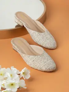 Inc 5 Woven Design Synthetic Block Heel Mules