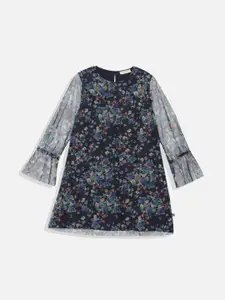 Allen Solly Junior Girls Floral Printed Bell Sleeve A-Line Dress