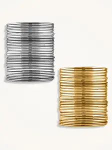 Peora Set of 36 Gold-Plated Oxidised Bangles 2.8"