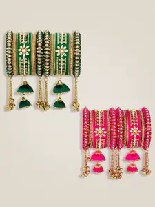 Peora Set Of 2 Gold-Plated Kundan-Studded  Bangles