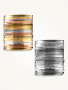 Peora Set Of 2 Silver-Plated Oxidised Bangles