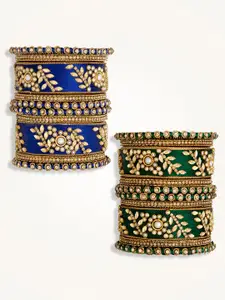 Peora  Set Of 2 Gold-Plated Kundan-Studded Thread Bangles