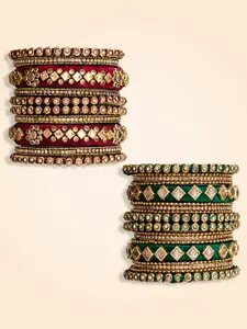 Peora Set Of 2 Gold- Plated Kundan Stone Studded Bangles