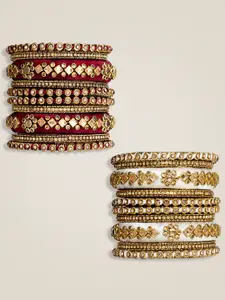 Peora Set Of 2 Gold-Plated Kundan Stone-Studded Bangles