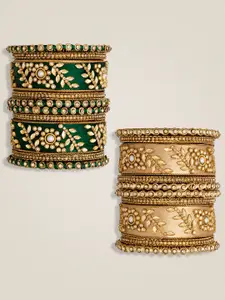 Peora Set Of 2 Gold-Plated Kundan-Studded Thread Bangles