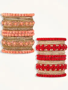 Peora Set Of 2 Gold-Plated Stone-Studded Bangles