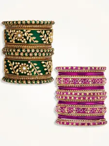 Peora Set Of 2 Gold Plated Kundan Studded Bangles