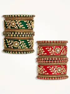 Peora Set Of 2 Gold-Plated Kundan-Studded Bangles