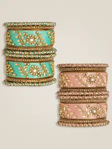 Peora Set Of 2 Gold-Plated Kundan-Studded Bangles