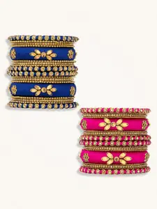 Peora Set Of 36 Gold-Plated Kundan Stone Studded Bangles -18 Bangles Each
