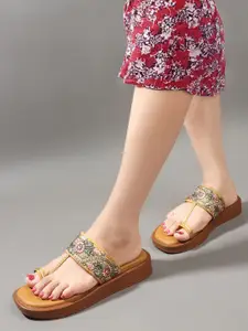 Anouk Women Embellished Ethnic Open Toe Flats